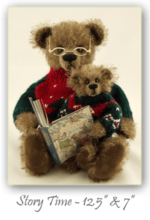 Story Time-hand crafted pair of mohair artist bears - 12½ inch and 7 inch